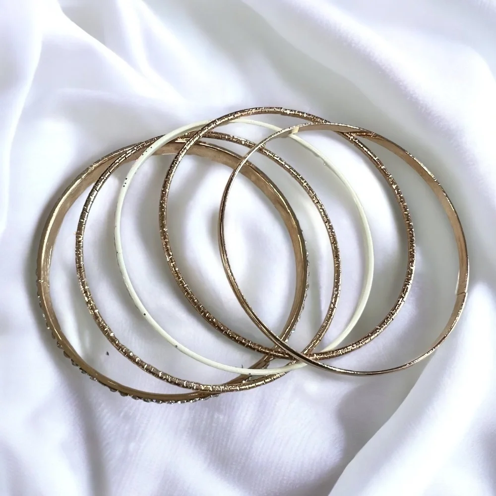 Girls Golden and Glitter Bangle Bracelet Stack